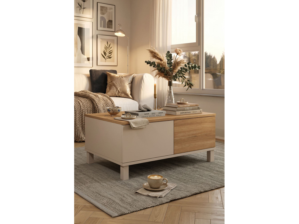 Houten salontafel „Mood“ - 90 x 60 x 40 cm - Zandkleur