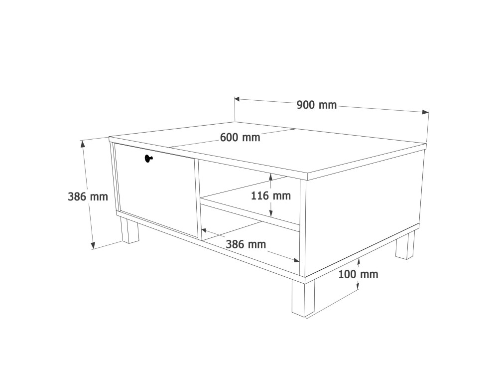 Houten salontafel "Nord" - 90 x 60 x 38 cm - Wit