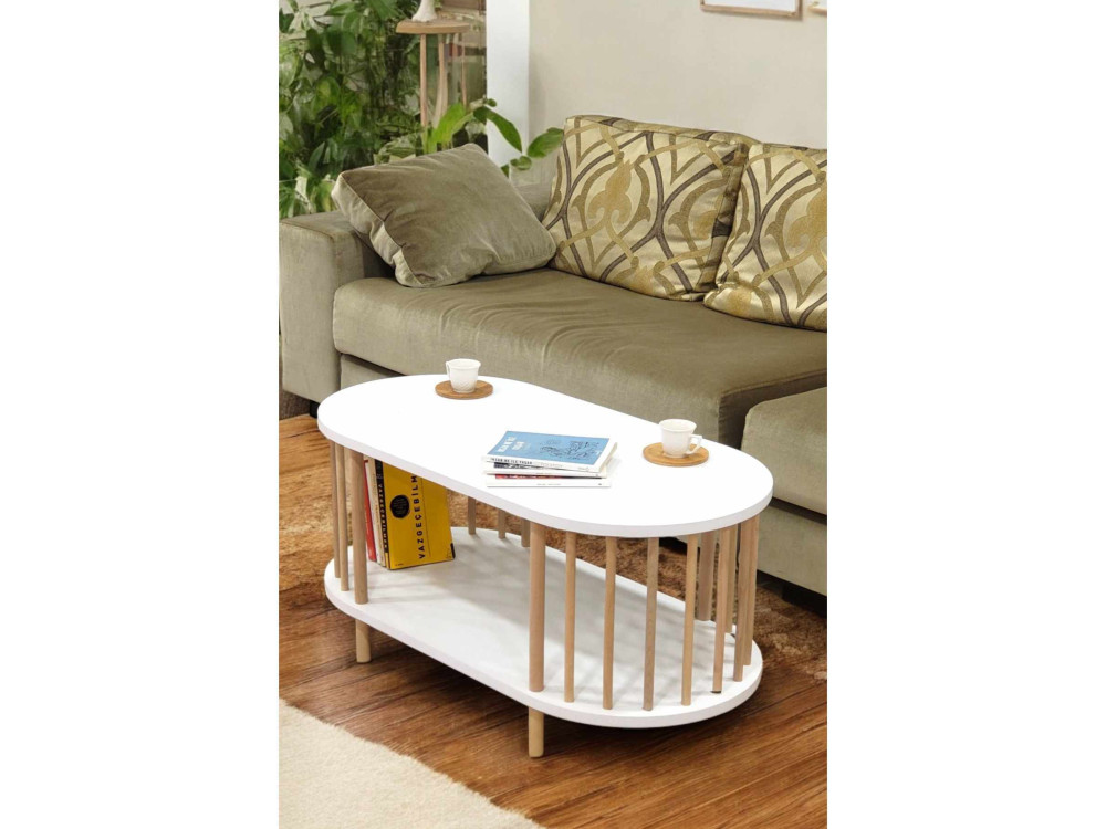 Houten salontafel "Peka-0111" - 90 x 45 x 43 cm - Wit