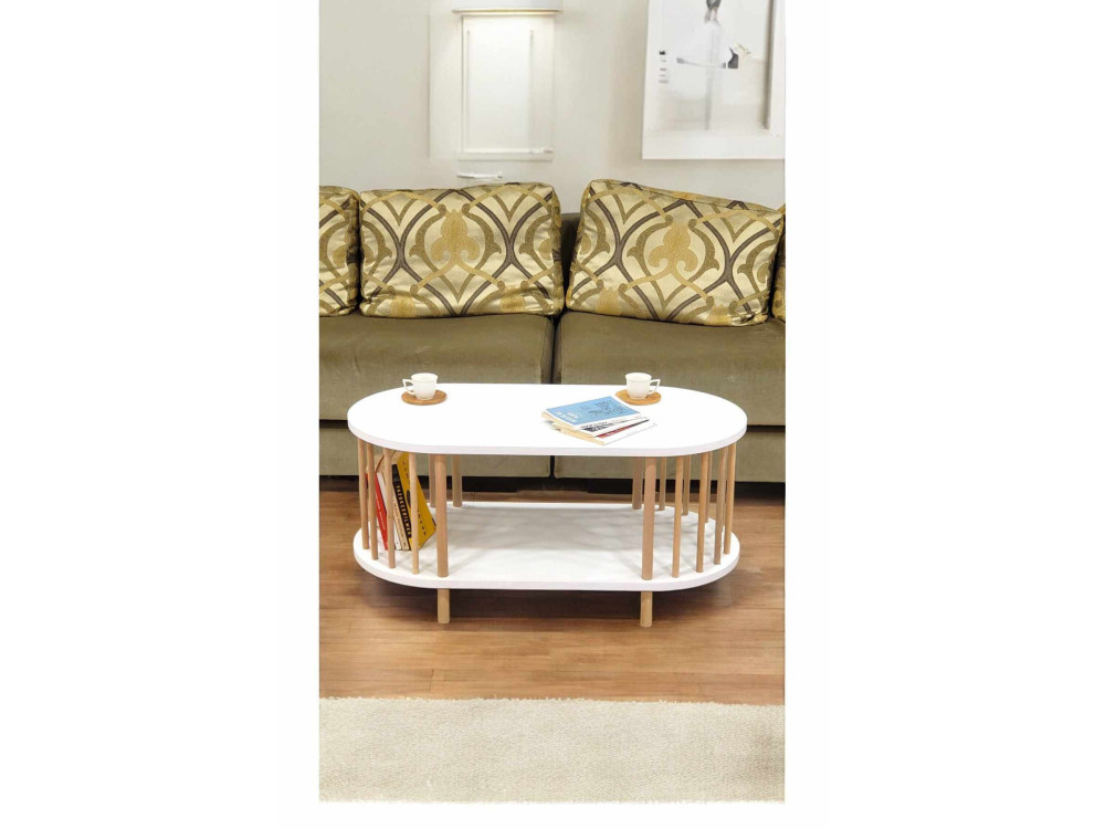 Houten salontafel "Peka-0111" - 90 x 45 x 43 cm - Wit
