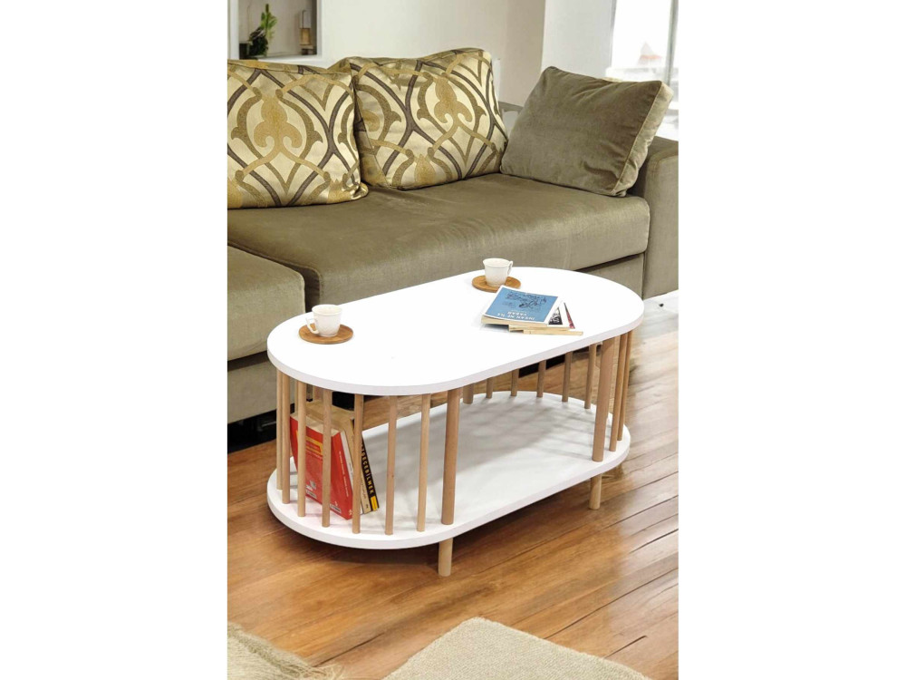 Houten salontafel "Peka-0111" - 90 x 45 x 43 cm - Wit