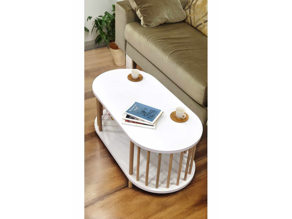 Houten salontafel "Peka-0111" - 90 x 45 x 43 cm - Wit