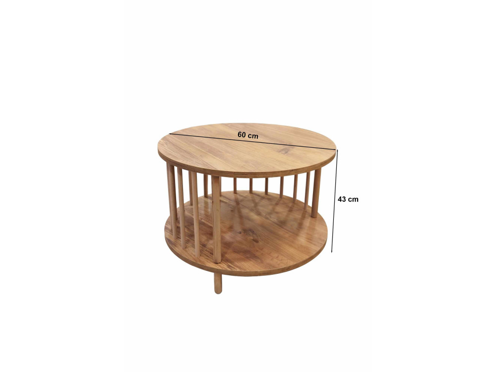 Houten salontafel "Peka-0108" - 60 x 43 cm - grenenhout
