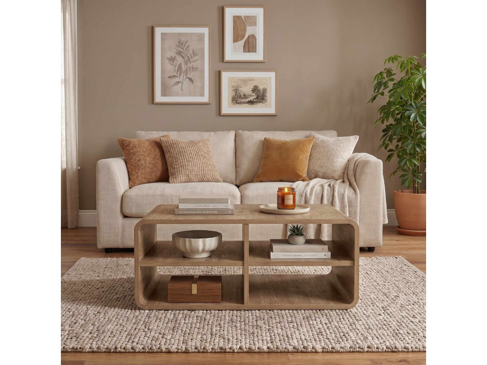 Houten salontafel "ROVEL" - 80 x 50 x 32 cm - Naturel