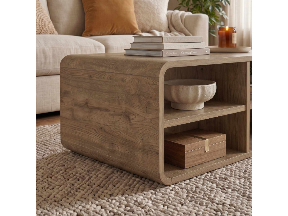 Houten salontafel "ROVEL" - 80 x 50 x 32 cm - Naturel