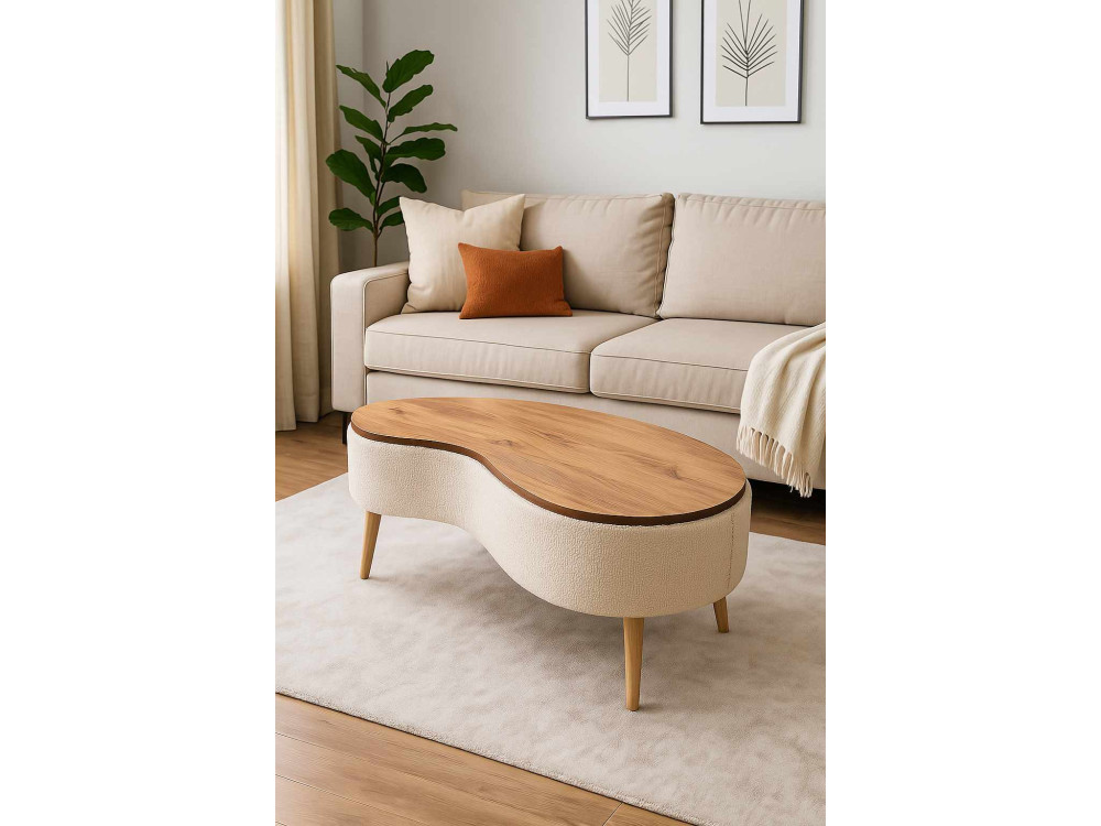 Houten salontafel „Vera“ – 98 x 50 x 45 cm – Beige