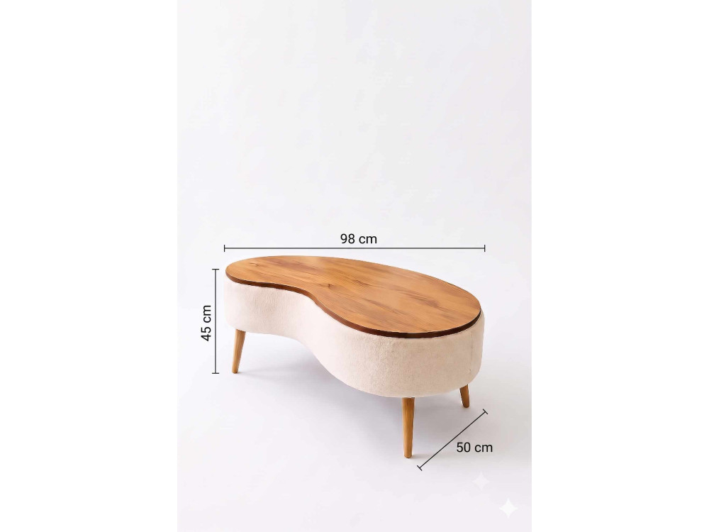 Houten salontafel „Vera“ – 98 x 50 x 45 cm – Beige