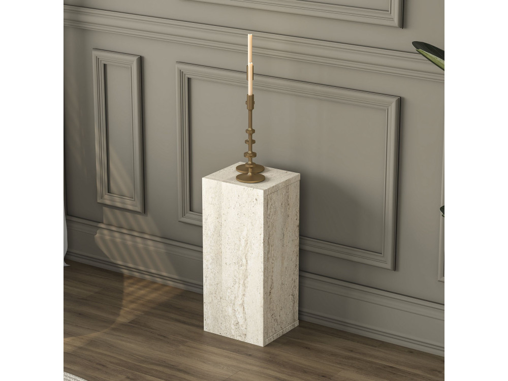 Houten bijzettafel "AD109" - 20 x 18 x 45 cm - Travertijn