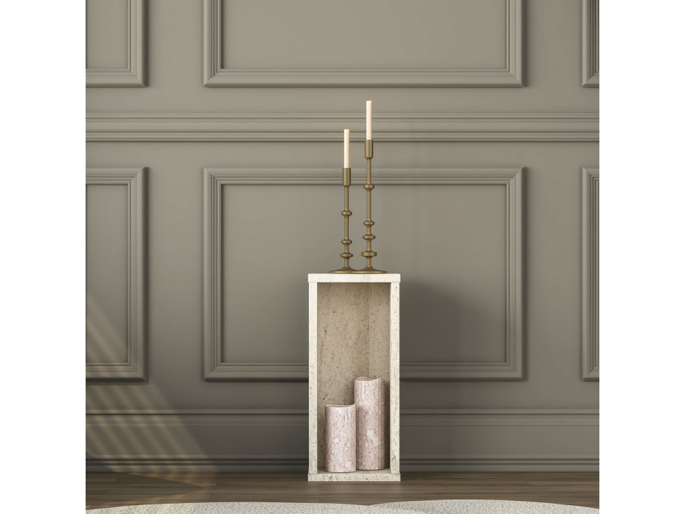 Houten bijzettafel "AD109" - 20 x 18 x 45 cm - Travertijn