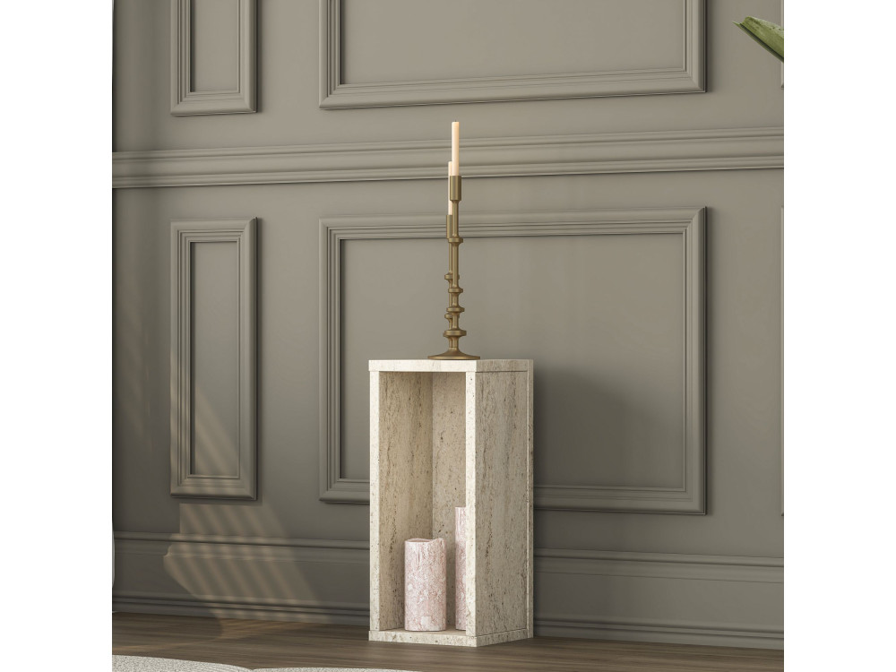 Houten bijzettafel "AD109" - 20 x 18 x 45 cm - Travertijn