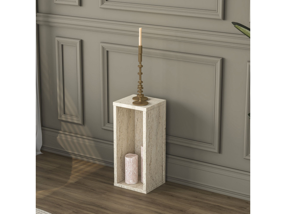 Houten bijzettafel "AD109" - 20 x 18 x 45 cm - Travertijn