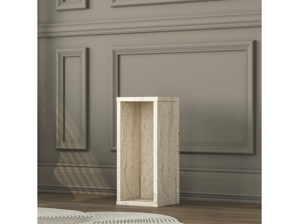 Houten bijzettafel "AD109" - 20 x 18 x 45 cm - Travertijn