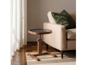 Houten bijzettafel "Opus Kare 42" - 42 x 42 x 57 cm - notenhout / zwart marmer