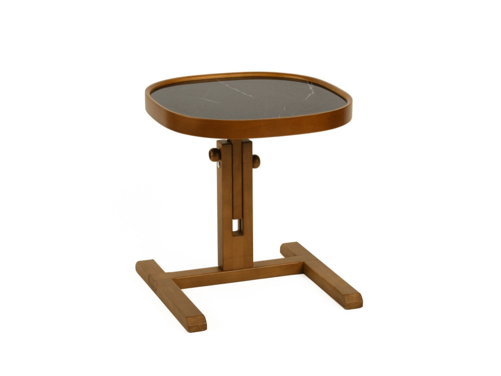 Houten bijzettafel "Opus Kare 42" - 42 x 42 x 57 cm - notenhout / zwart marmer