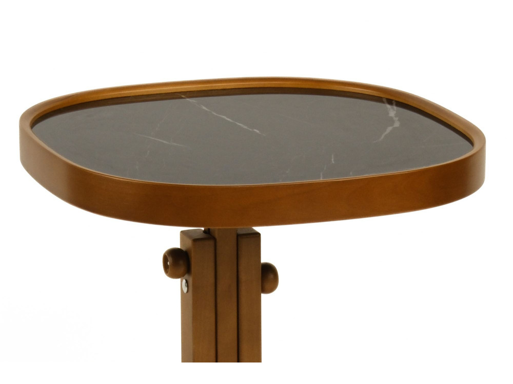 Houten bijzettafel "Opus Kare 42" - 42 x 42 x 57 cm - notenhout / zwart marmer