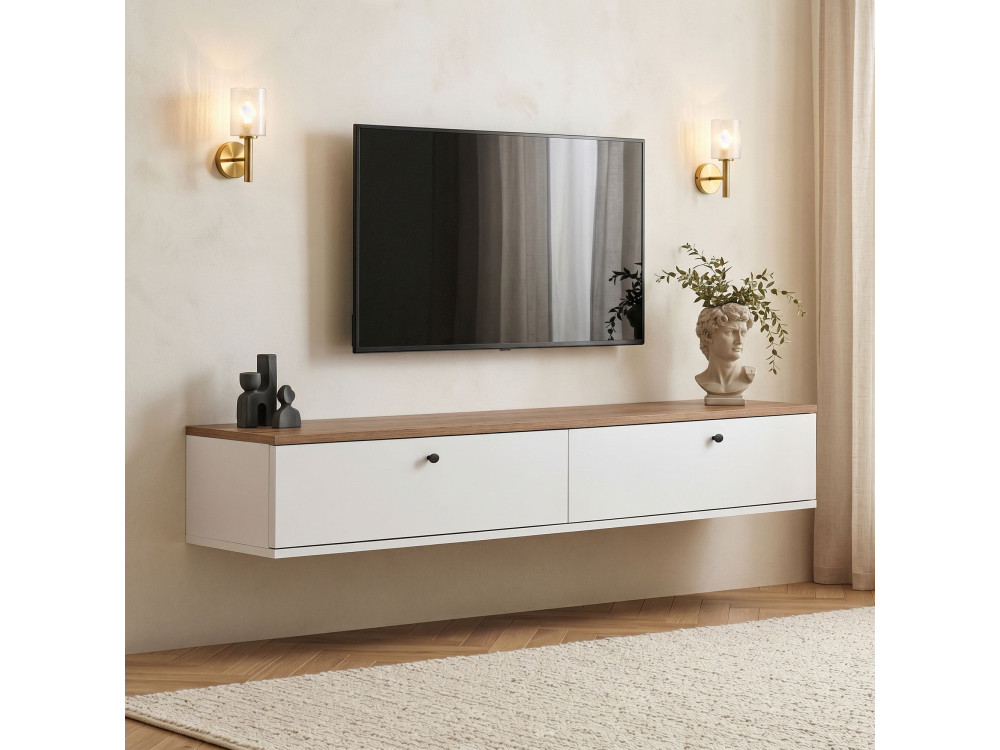 Houten tv-kast "Ligne 160" - 160 x 25 x 25 cm - Wit
