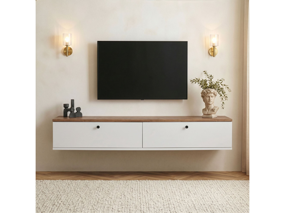 Houten tv-kast "Ligne 160" - 160 x 25 x 25 cm - Wit