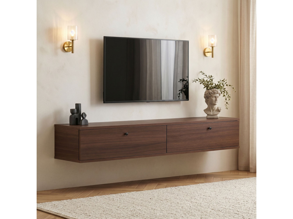 Houten tv-meubel „Ligne 160“ – 160 x 25 x 25 cm – notenhout