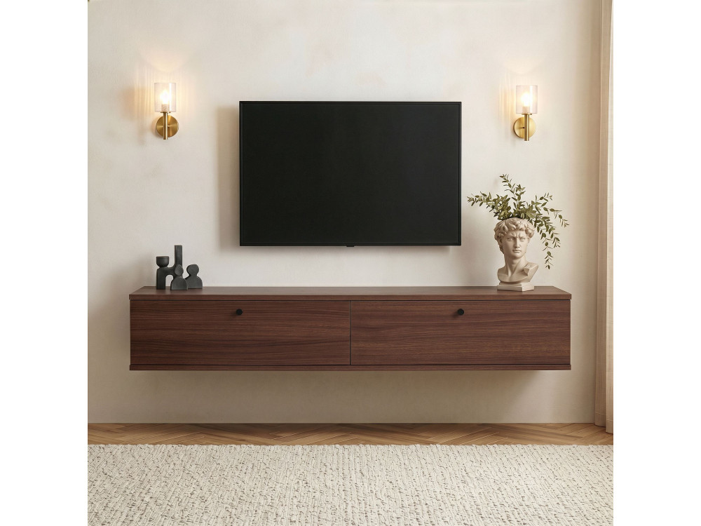 Houten tv-meubel „Ligne 160“ – 160 x 25 x 25 cm – notenhout