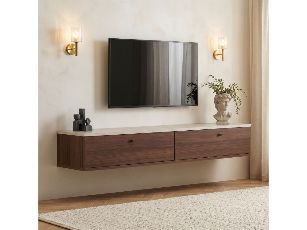 Houten tv-meubel "Ligne 160" - 160 x 25 x 25 cm - Bruin