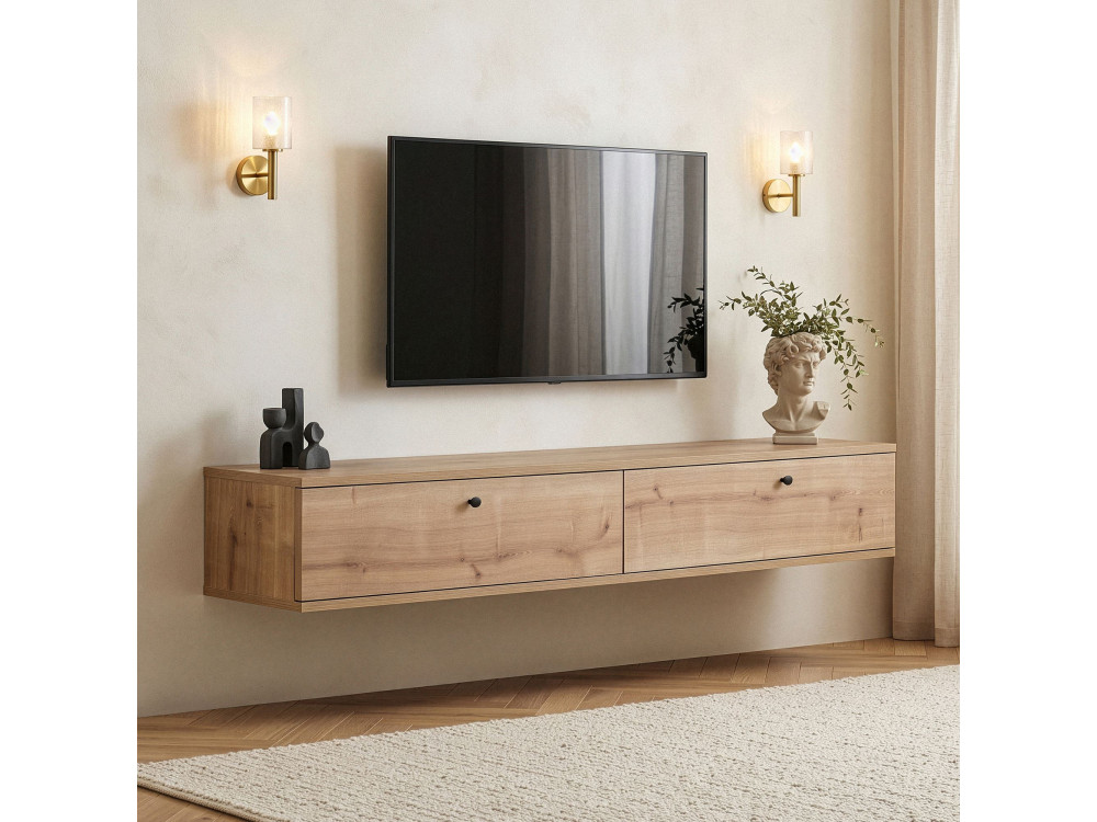 Houten tv-meubel "Ligne 160" - 160 x 25 x 25 cm - Eiken