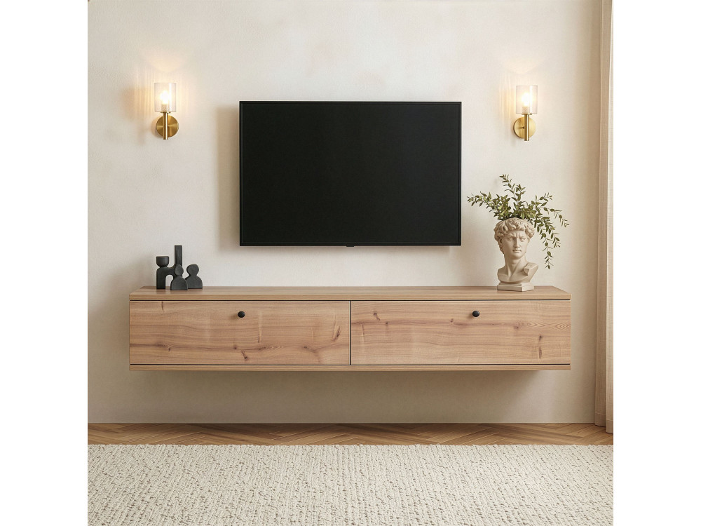 Houten tv-meubel "Ligne 160" - 160 x 25 x 25 cm - Eiken