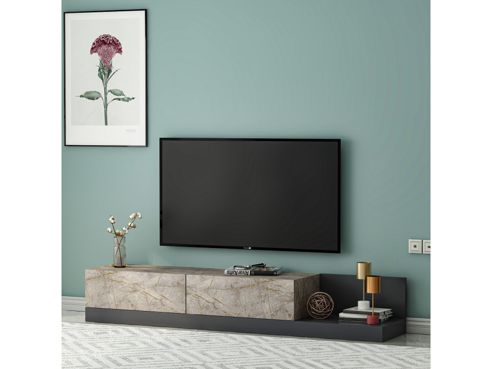 Houten tv-meubel „Major“ - 180 x 37 x 30 cm - antraciet