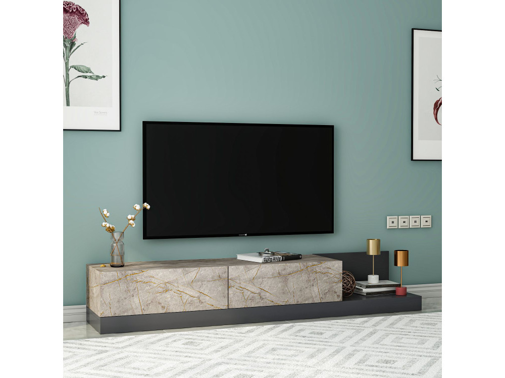 Houten tv-meubel „Major“ - 180 x 37 x 30 cm - antraciet