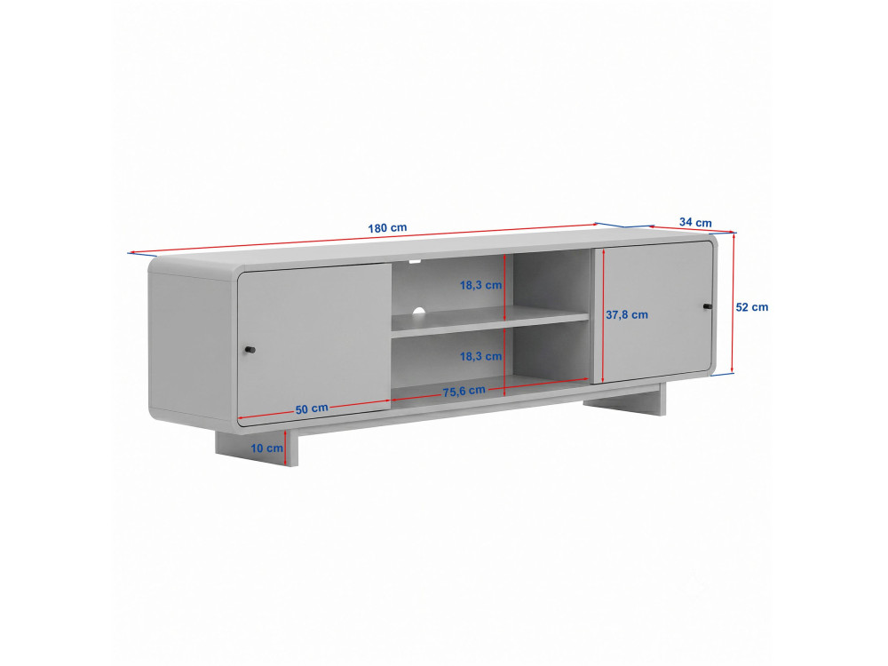 Houten tv-meubel "Mirel" - 180 x 34 x 52 cm - Eikenhout