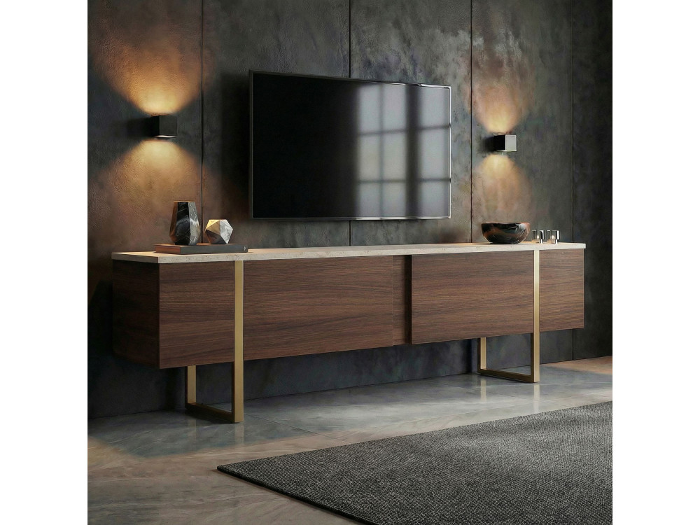 Houten tv-meubel "Onera" - 180 x 30 x 50 cm - Travertijn