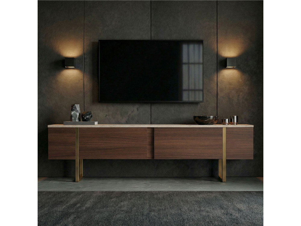 Houten tv-meubel "Onera" - 180 x 30 x 50 cm - Travertijn