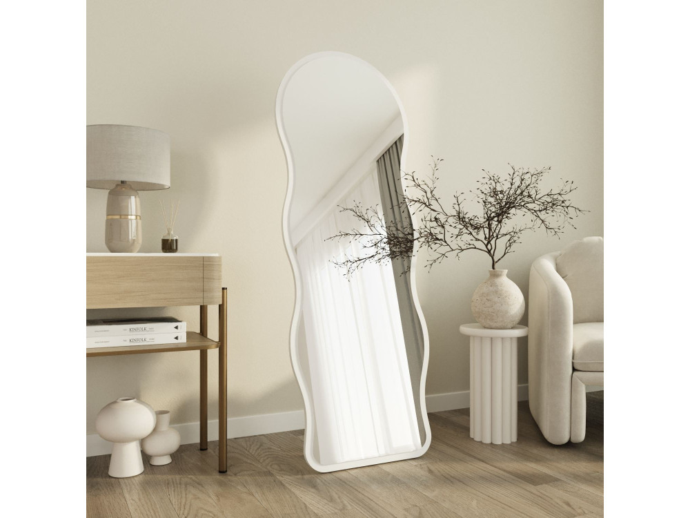 Houten staande spiegel „Asial“ - 50 x 2 x 160 cm - Wit