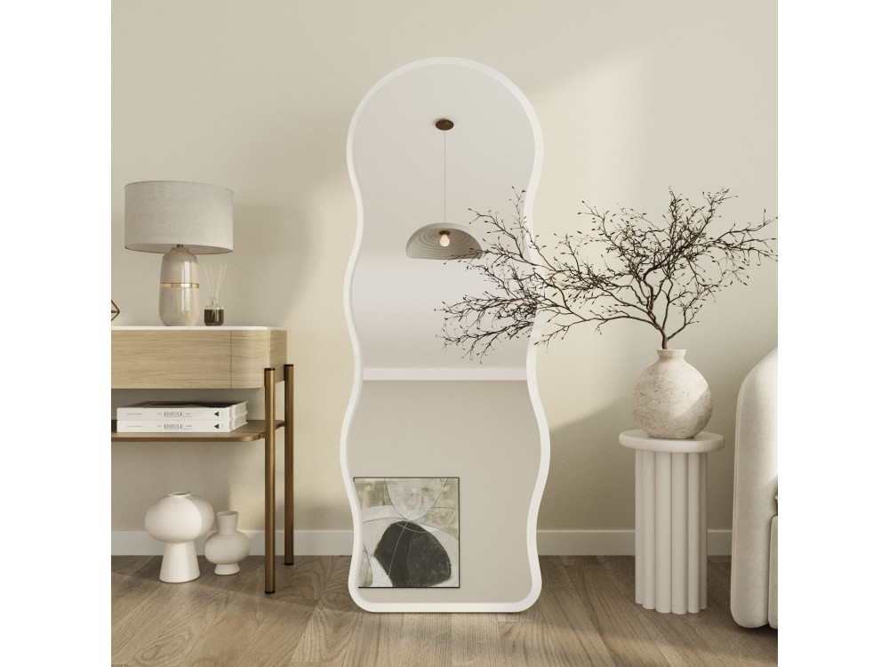 Houten staande spiegel „Asial“ - 50 x 2 x 160 cm - Wit