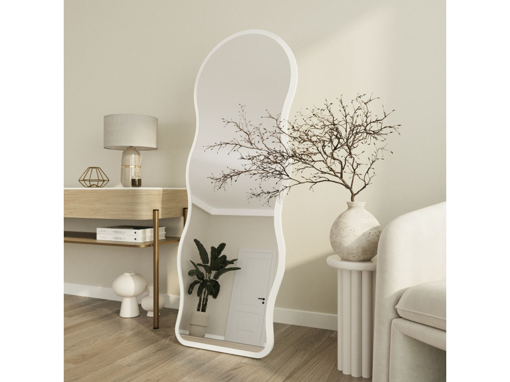 Houten staande spiegel „Asial“ - 50 x 2 x 160 cm - Wit