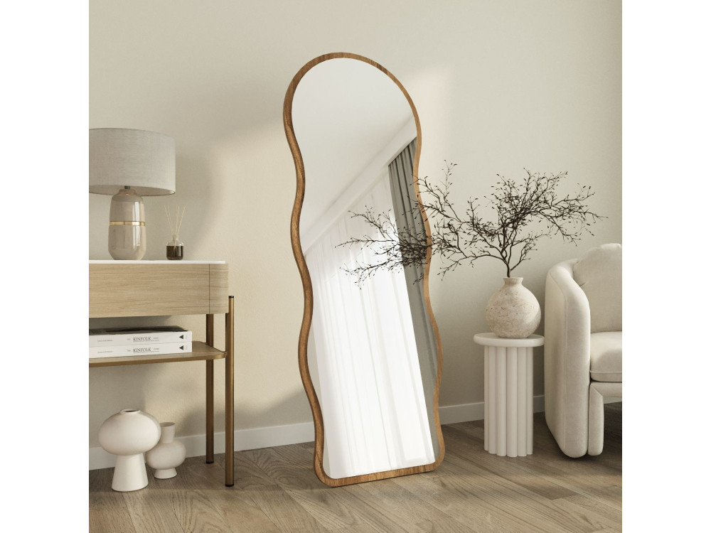 Houten staande spiegel "Asial" - 50 x 2 x 160 cm - notenhout