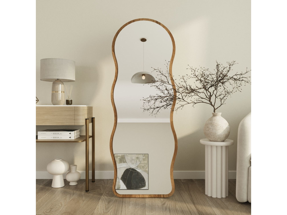 Houten staande spiegel "Asial" - 50 x 2 x 160 cm - notenhout