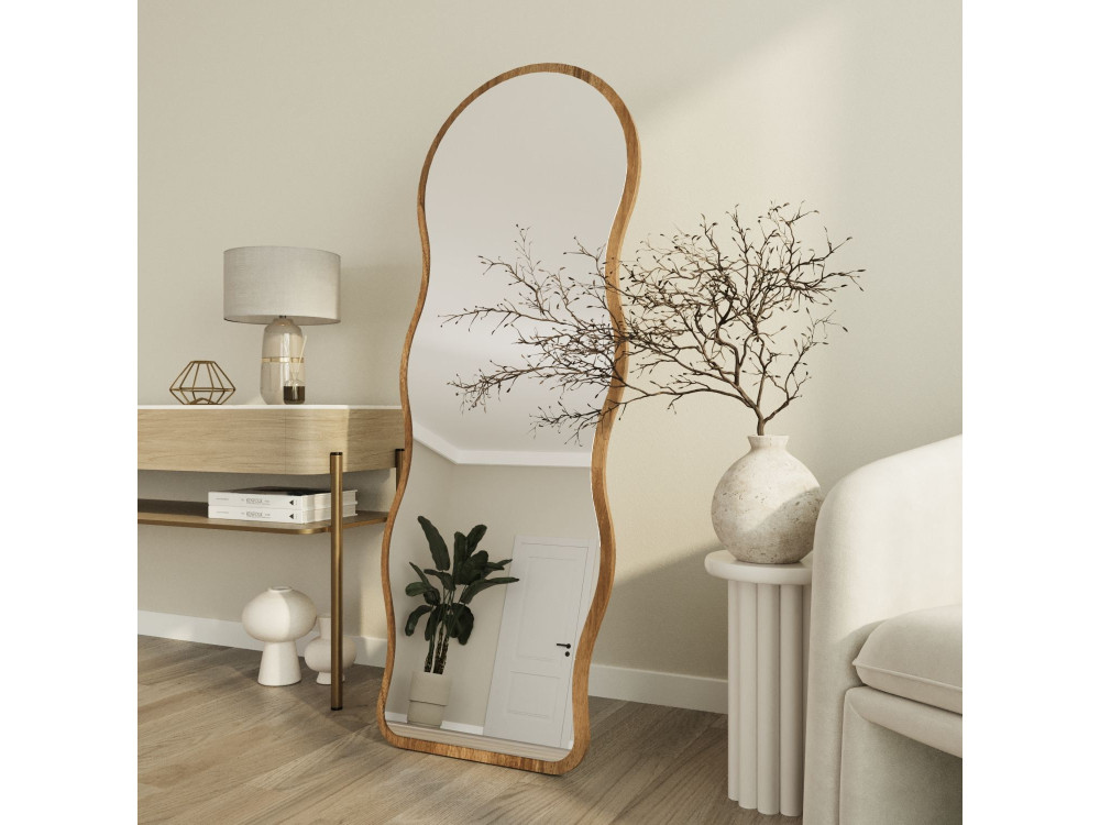 Houten staande spiegel "Asial" - 50 x 2 x 160 cm - notenhout