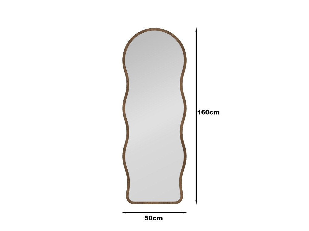 Houten staande spiegel "Asial" - 50 x 2 x 160 cm - notenhout
