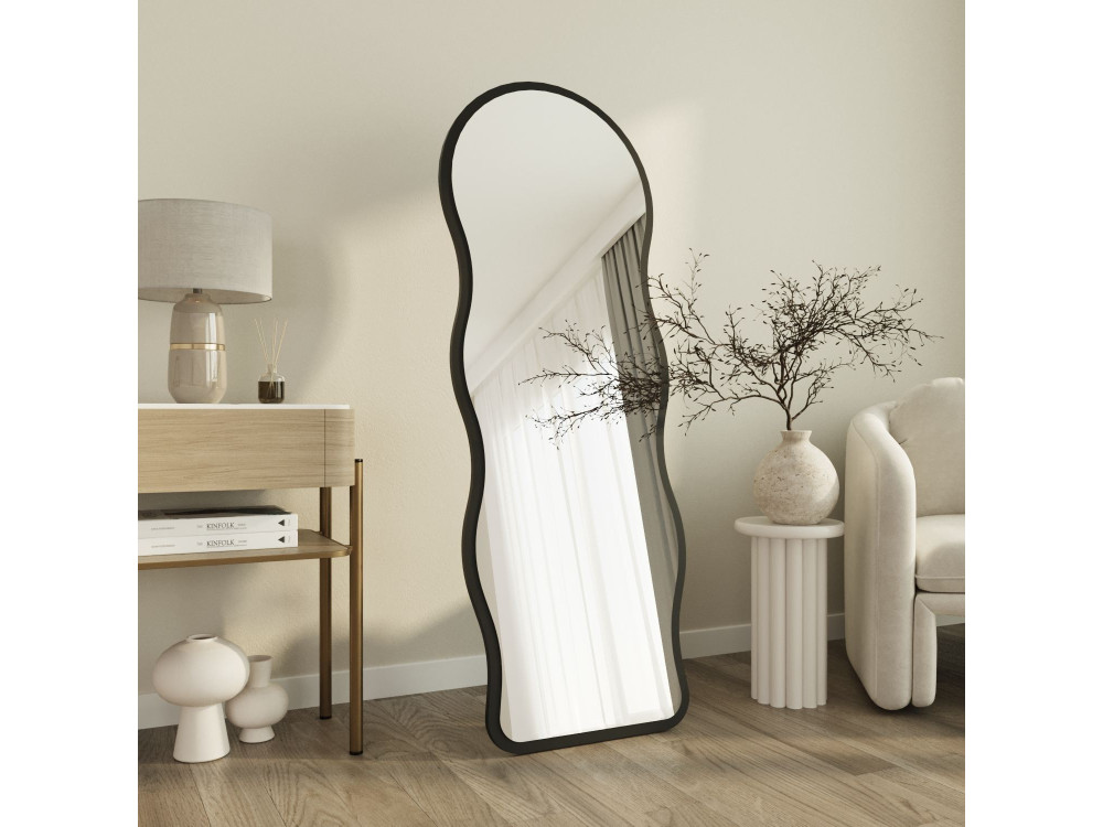 Houten staande spiegel "Asial" - 50 x 2 x 160 cm - Zwart