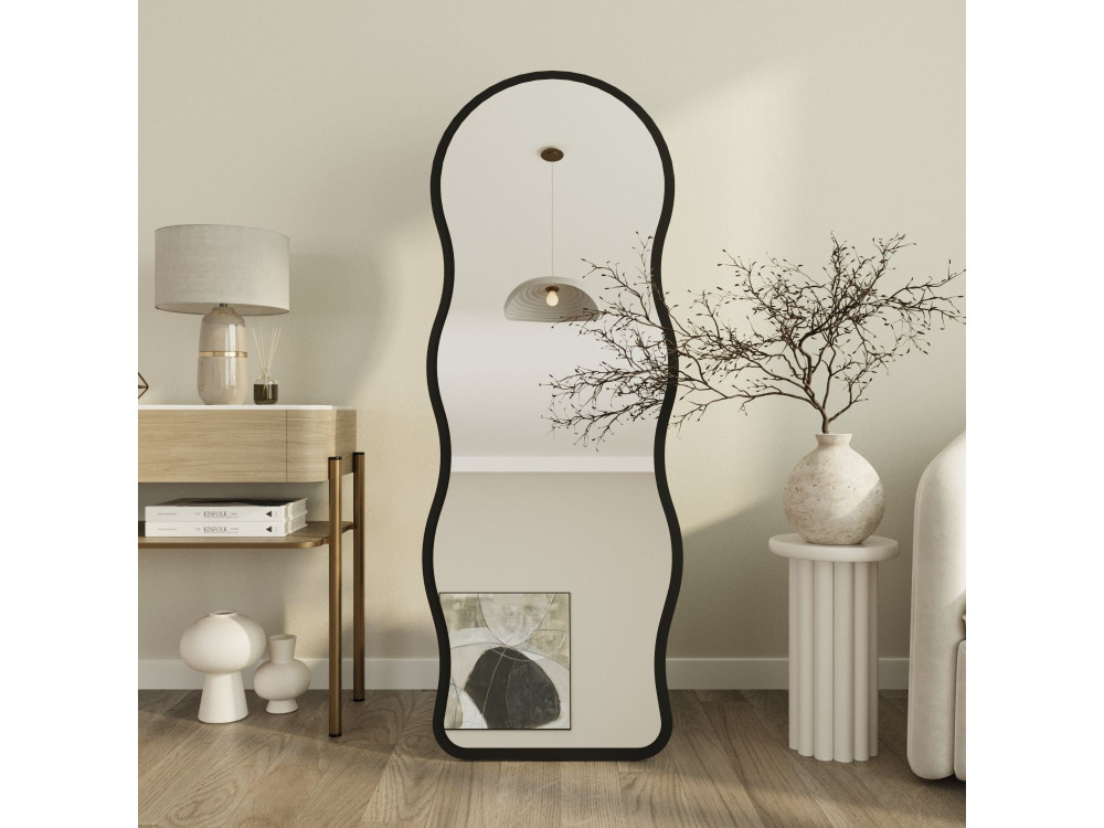 Houten staande spiegel "Asial" - 50 x 2 x 160 cm - Zwart