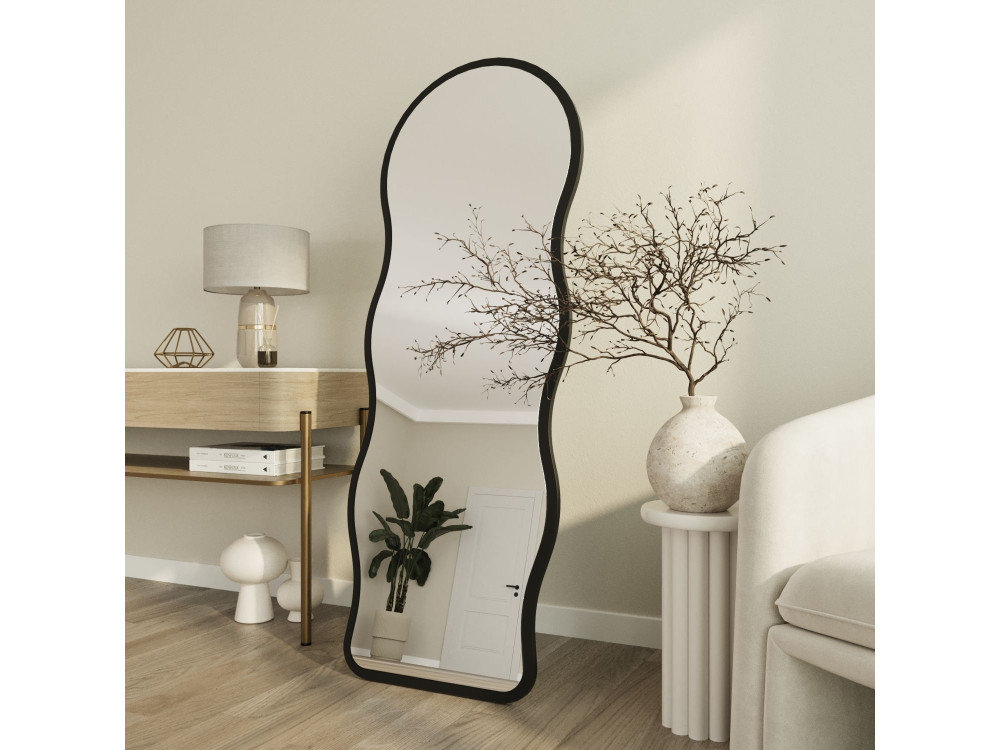 Houten staande spiegel "Asial" - 50 x 2 x 160 cm - Zwart
