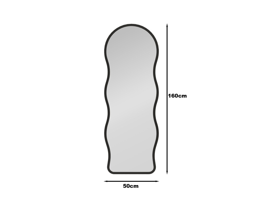 Houten staande spiegel "Asial" - 50 x 2 x 160 cm - Zwart