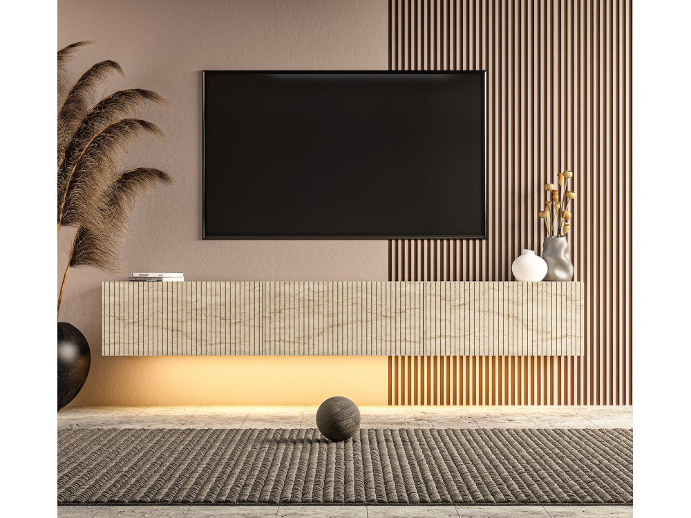 Houten tv-meubel "Ada" - 180 x 31 x 29 cm - Travertijn