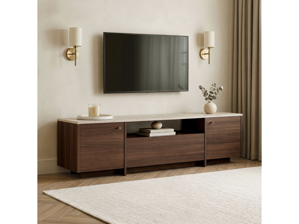 Houten tv-meubel "Alvar" - 180 x 35 x 46 cm - Travertijn