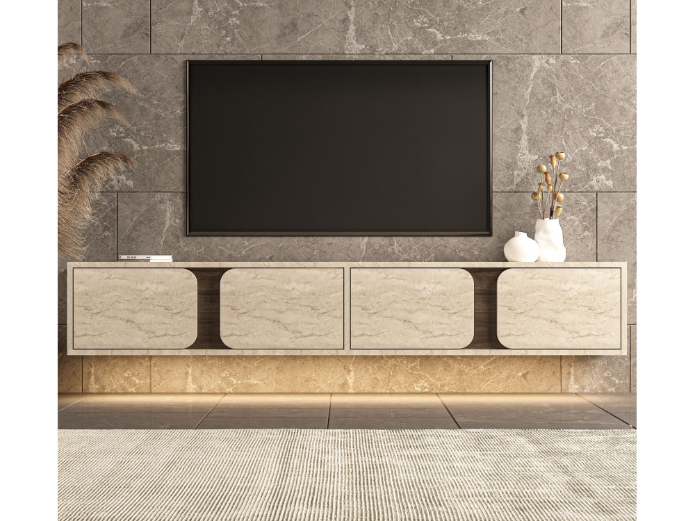 Houten tv-meubel „Helen“ – 180 x 30 x 30 cm – Travertijn