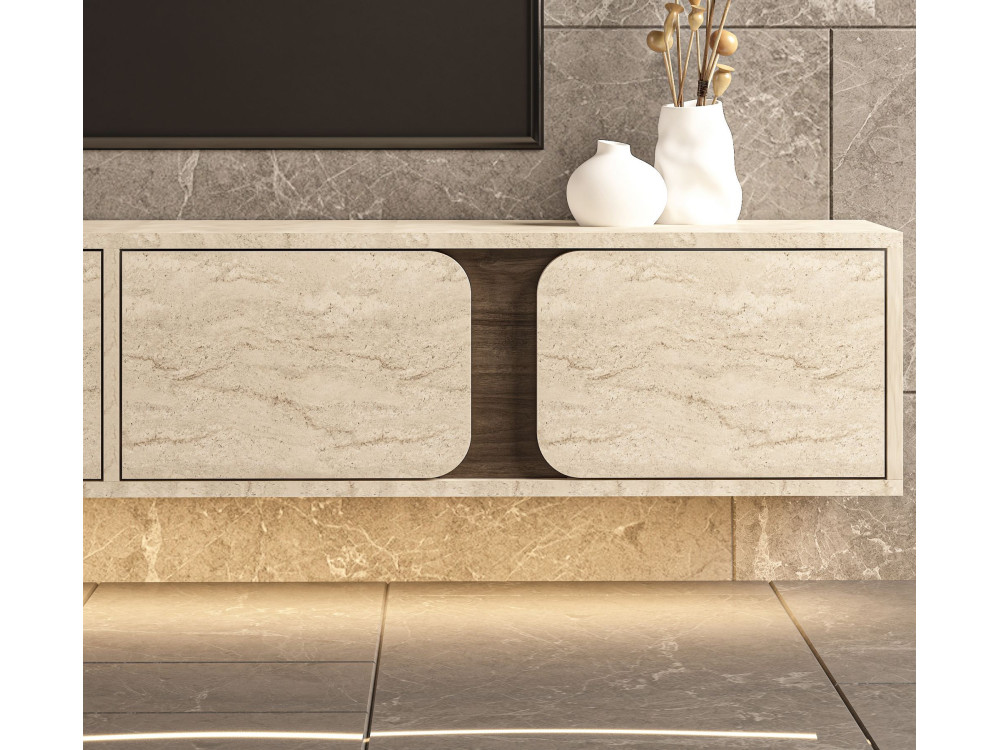 Houten tv-meubel „Helen“ – 180 x 30 x 30 cm – Travertijn