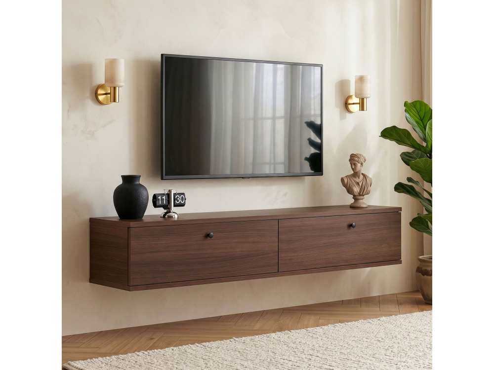 Houten tv-meubel „Ligne 140“ - 140 x 25 x 25 cm - notenhout