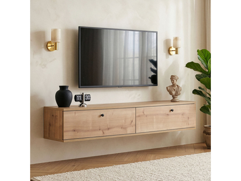 Houten tv-meubel "Ligne 140" - 140 x 25 x 25 cm - Beige