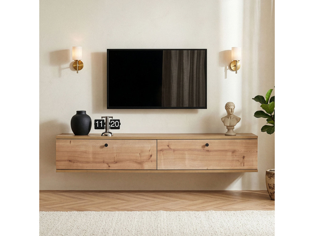 Houten tv-meubel "Ligne 140" - 140 x 25 x 25 cm - Beige