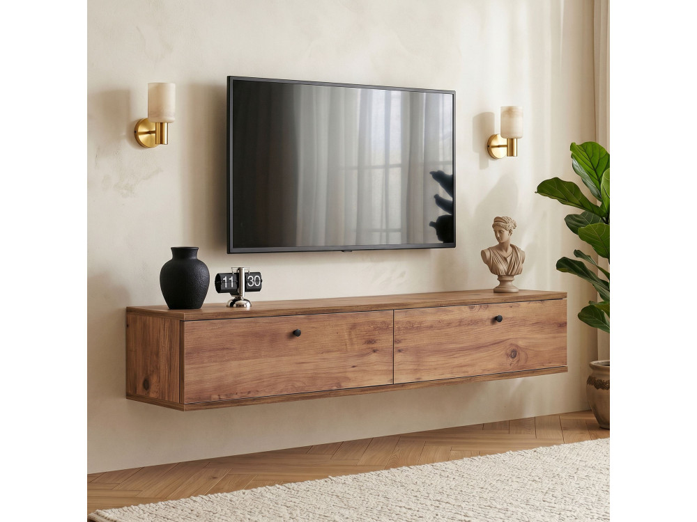 Houten tv-meubel "Ligne 140" - 140 x 25 x 25 cm - Bruin
